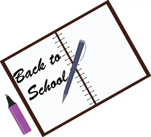 Kalem grafik ögesi ile kağıda yazı yazmak için okula geri dön