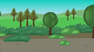 Alanların çizgi film animasyonu, doğa manzarası arka plan tasarımı