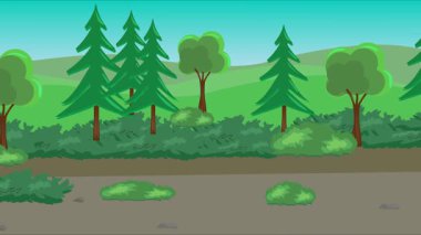 Alanların çizgi film animasyonu, doğa manzarası arka plan tasarımı