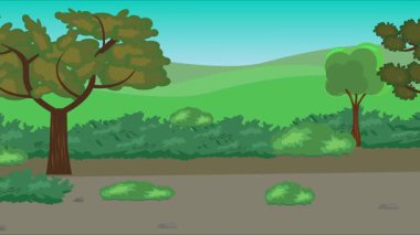 Alanların çizgi film animasyonu, doğa manzarası arka plan tasarımı