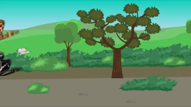 Doğa arka planında uçan kelebek grubu. Tarlalarda animasyon, vahşi yaşam çizgi filmi.