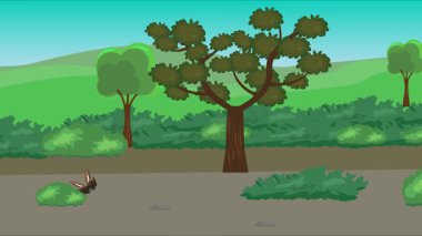 Doğa arka planında uçan kelebek grubu. Tarlalarda animasyon, vahşi yaşam çizgi filmi.
