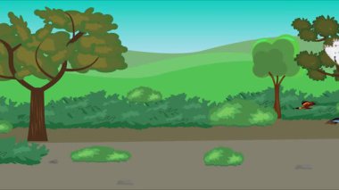 Doğa arka planında uçan kelebek grubu. Tarlalarda animasyon, vahşi yaşam çizgi filmi.