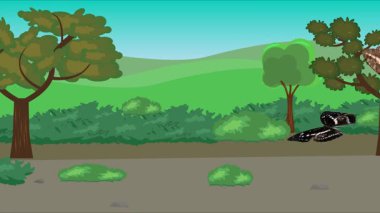 Doğa arka planında uçan kelebek grubu. Tarlalarda animasyon, vahşi yaşam çizgi filmi.