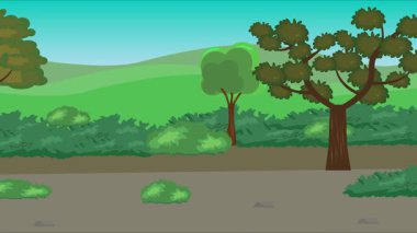 Doğa arka planında uçan kelebek grubu. Tarlalarda animasyon, vahşi yaşam çizgi filmi.