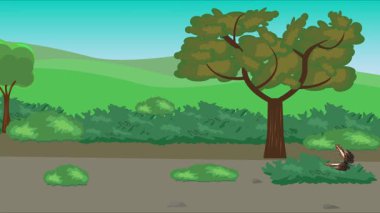 Doğa arka planında uçan kelebek grubu. Tarlalarda animasyon, vahşi yaşam çizgi filmi.