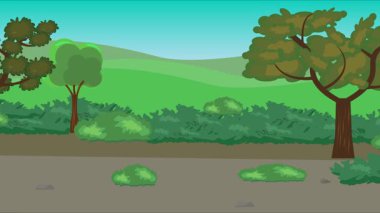 Doğa arka planında uçan kelebek grubu. Tarlalarda animasyon, vahşi yaşam çizgi filmi.