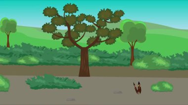 Doğa arka planında uçan kelebek grubu. Tarlalarda animasyon, vahşi yaşam çizgi filmi.