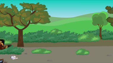 Doğa arka planında uçan kelebek grubu. Tarlalarda animasyon, vahşi yaşam çizgi filmi.