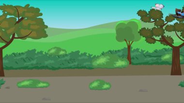 Doğa arka planında uçan kelebek grubu. Tarlalarda animasyon, vahşi yaşam çizgi filmi.