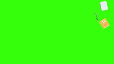 Yeşil ekranda okula geri dönen nesnelerin çizgi film animasyonu