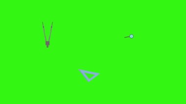 Yeşil ekranda okula geri dönen nesnelerin çizgi film animasyonu