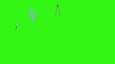 Yeşil ekranda okula geri dönen nesnelerin çizgi film animasyonu