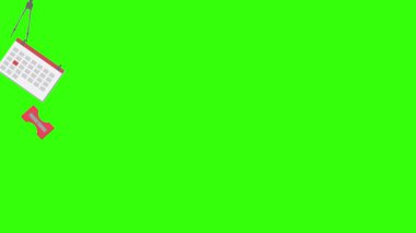 Yeşil ekranda okula geri dönen nesnelerin çizgi film animasyonu