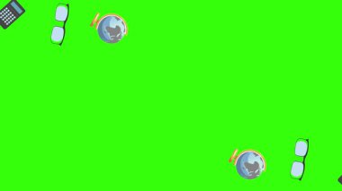 Yeşil ekranda okula geri dönen nesnelerin çizgi film animasyonu