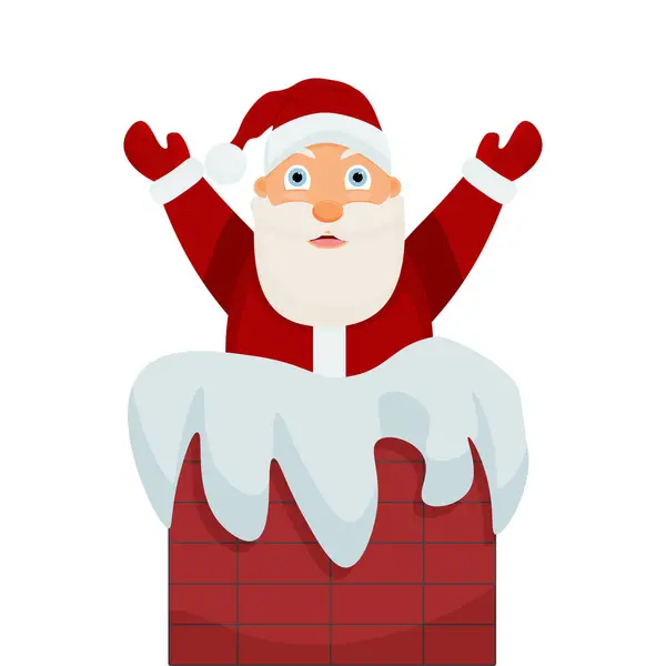 Noel Baba 'yı bacaya taşıyın. Beyaz bir arka planda izole edilmiş. Noel afişi. Mutlu Noeller ve mutlu yıllar..