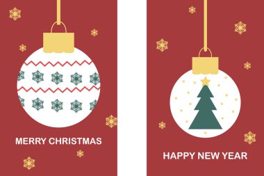 Mutlu Noeller ve yeni yıl kartı şablonları. Vektör tasarımı.