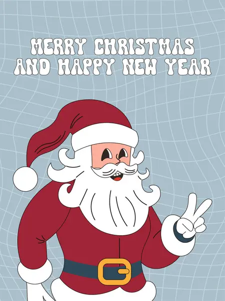 Harika Mutlu Noeller ve mutlu yıllar. Noel Baba, kutsal neşeli titreşimler. Tebrik kartları, şablon, poster, baskı.