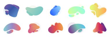 Soyut gradyan şekiller. Yanardöner şekiller seti, pankart. Vektör illüstrasyonu.