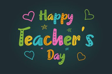 Öğretmenler Günün kutlu olsun. Tahta ve metin. vektör illüstrasyonu