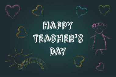 Öğretmenler günün kutlu olsun. Vektör çizimi. şirin çizim tebeşiri .