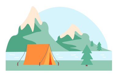 Ekolojik bir yolculuk. Doğada kamp yapmak. Dağlarda yaz kampı. Yürüyüş