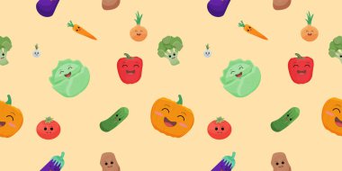 Kusursuz çizgi film sebzeleri. Tatlı sebze karakterleri. vektör