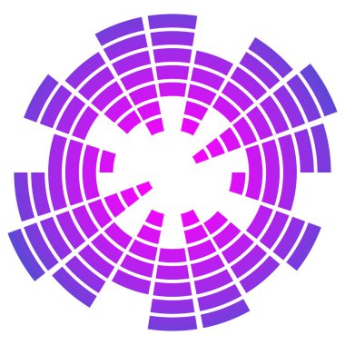Vector Circle ses dalgaları. Soyut radyal radyo ve ses hacmi sembolü. Dairesel müzik ses eşitleyici.