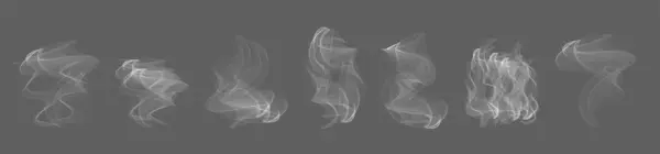 Şeffaf arkaplanda duman buharı oluşturur. Beyaz duman. vektör illüstrasyonu