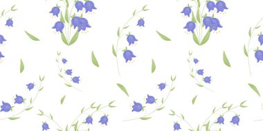 Çiçek çanlı kusursuz desen. Şeffaf bir arkaplanda çiçekler. Mavi çiçekler. Vektör