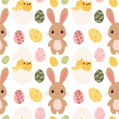 Kusursuz bir şablon. Mutlu Paskalyalar. Düz vektör çizimi. bahar arkaplanı