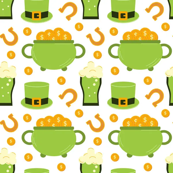 Aziz Patrick Günü için kusursuz bir örnek. Tekstil için şablon, iç tasarım, kitap dekorasyonu, web sitesi geçmişi, davetiye, tebrik kartı, bar menüsü. Vektör illüstrasyonu