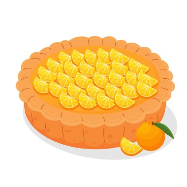 Ulusal Turta Günü 'nün vektörü. Portakallı turta. Sevgililer günü için pasta, doğum günü, parti.