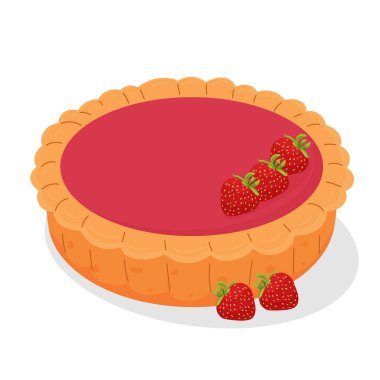 Lezzetli bir çilekli pasta. Turta günü. vektör illüstrasyonu