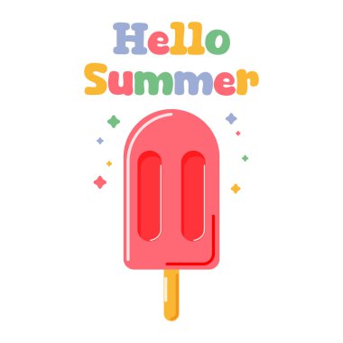 Beyaz arka planda tatlı dondurmalı Summer Print. Vektör illüstrasyonu.