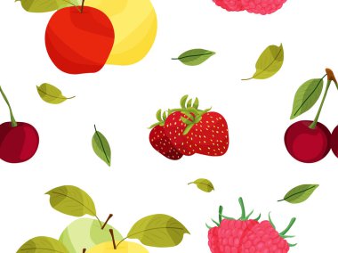 Yaz meyveleri ve böğürtlenlerle kusursuz desen.