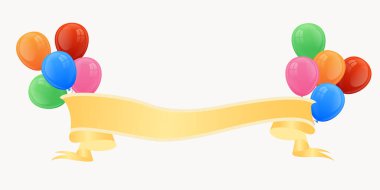Renkli balonları olan boş bir pankart. Vektör çizimi. Boşluğu kopyala