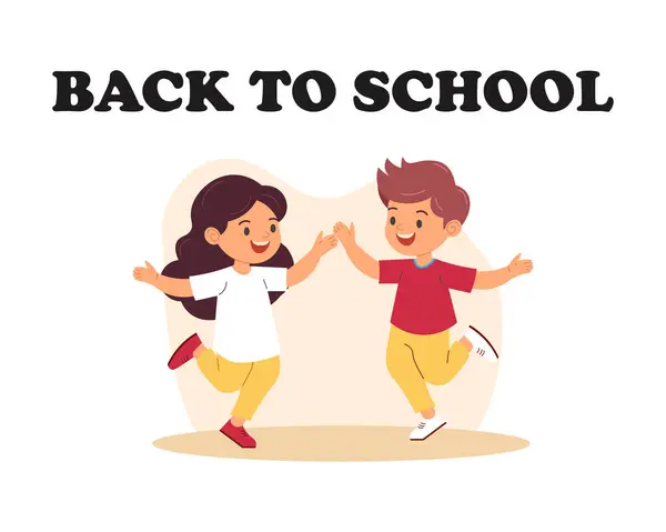 Okula dönelim. Okula hoş geldin. vektör Okul Çocuk Karakterleri