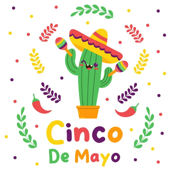 Cinco de Mayo Banner. Meksika 'da federal tatil. Düz vektör illüstrasyonu.