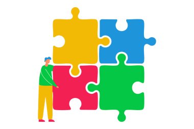 Dünya otizm farkındalık günü. otizm yap-bozu. Vektör illüstrasyonu.