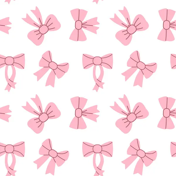 Elle çizilmiş, kusursuz pembe kurdele fiyonkları. Dekorasyon için bir fiyonk. Hassas hediye kurdeleleri. Vektör illüstrasyonu.