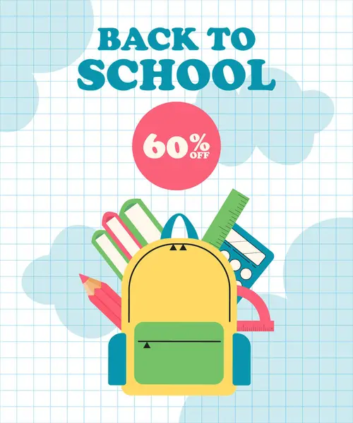 Okul vektör pankartına dönelim. Satış ve özel teklif. Vektör illüstrasyonu