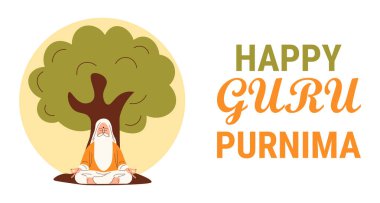 Mutlu Guru Purnima. Vektör illüstrasyonu.