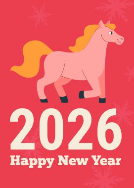 Atın 2026 'ıncı yılı kutlu olsun. Vektör kartı.