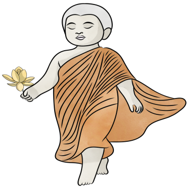 Budist ödünç gün kavramı. Monk el ele tutuşur saygı veya dua işareti olarak, Budist adağı, düz tasarım ile illüstrasyon ile..