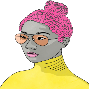 Genç Afrikalı renkli kıyafetler giyiyor, örgülü. Modayı takip ediyor.