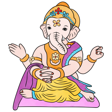 Ganesha-sama, Hindu Tanrısı, düz tasarımla yaratıcı..