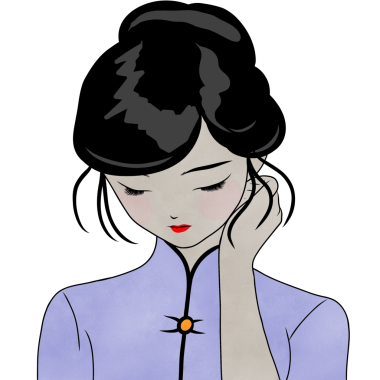 Kimonodaki genç Japon kadın. Düz tasarım resimleriyle yaratıcı..