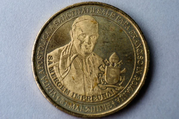 Cluj Napoca Romania 2023 Bani Coin Francisc Pope — Stock Photo, Image