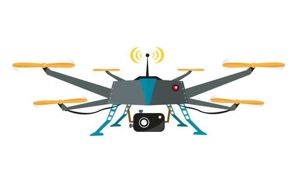 Ferngesteuerte Drohne Mit Kamera Vektor Editierbares Clip Art Flachdesign — Stockvektor